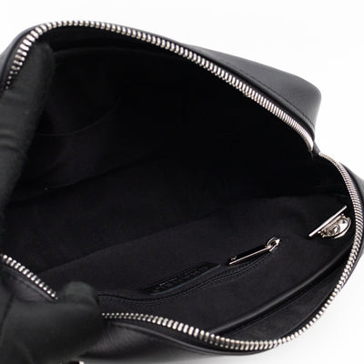 Camera Case Diagonal Chevron Black Calfskin Leather