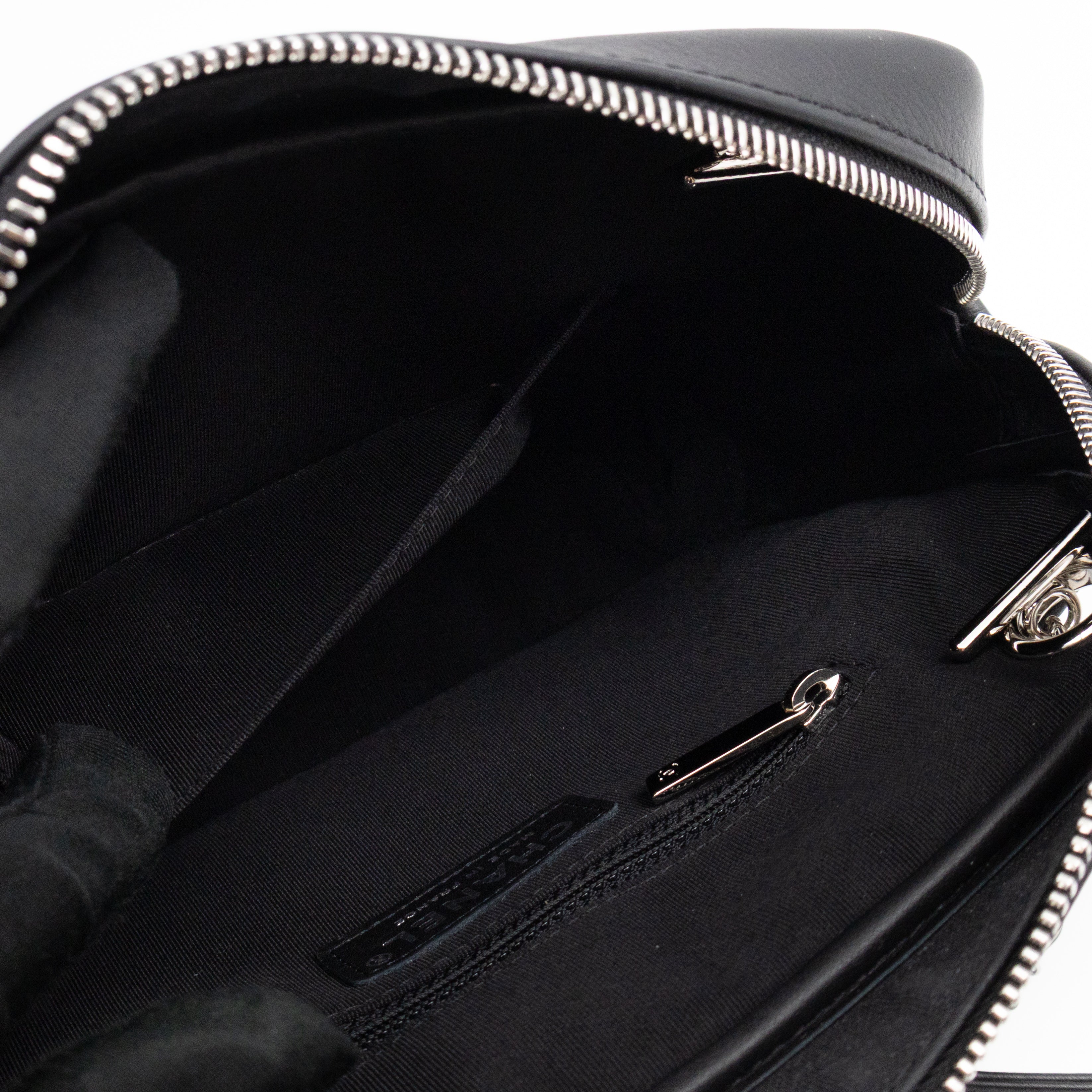 Camera Case Diagonal Chevron Black Calfskin Leather
