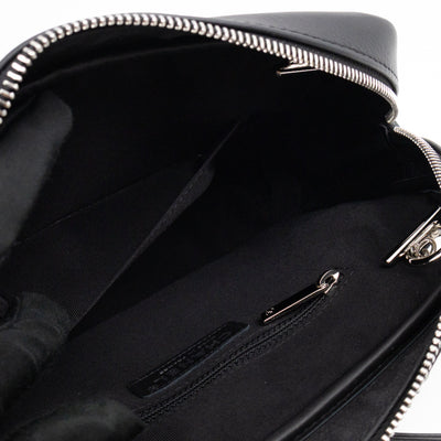Camera Case Diagonal Chevron Black Calfskin Leather