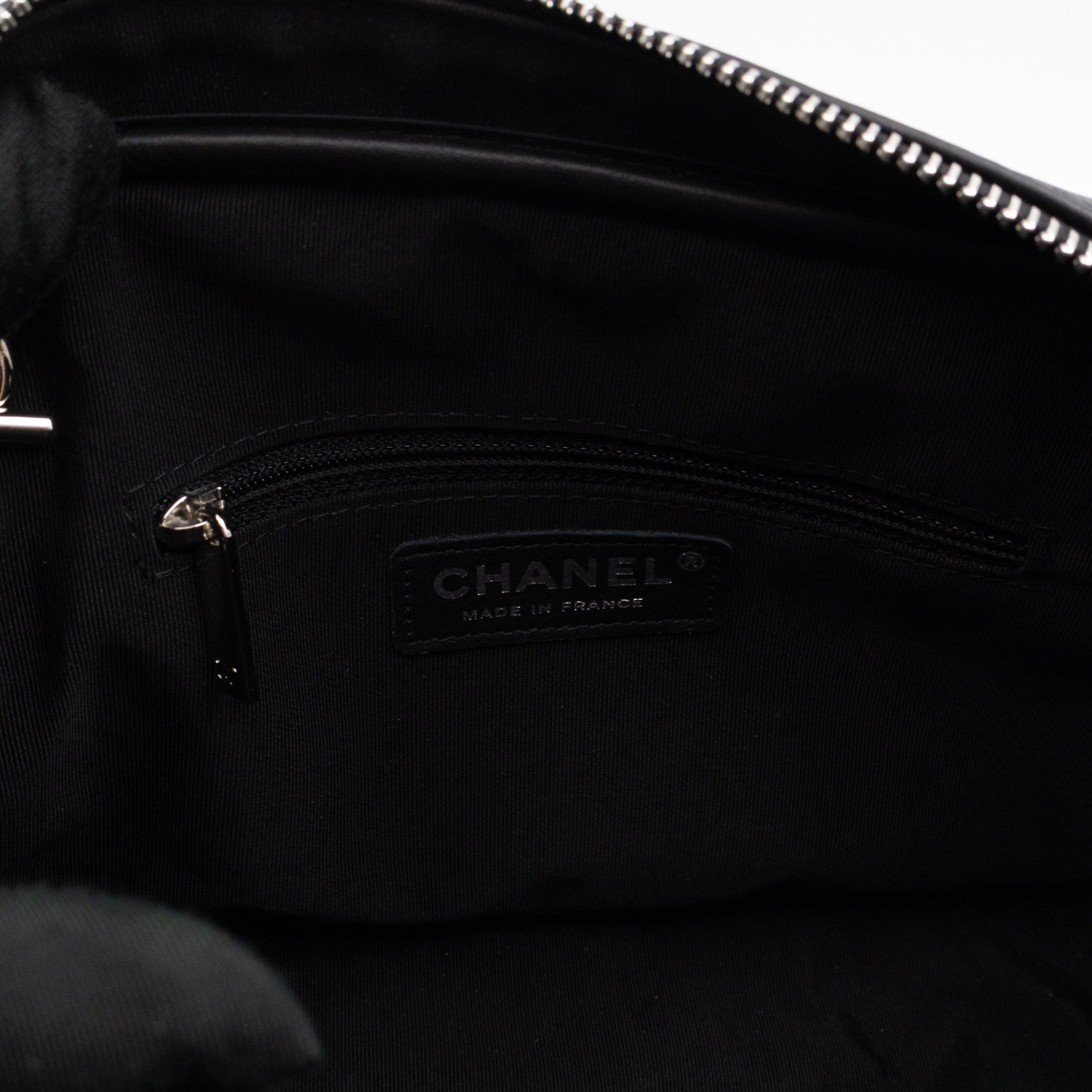 Camera Case Diagonal Chevron Black Calfskin Leather