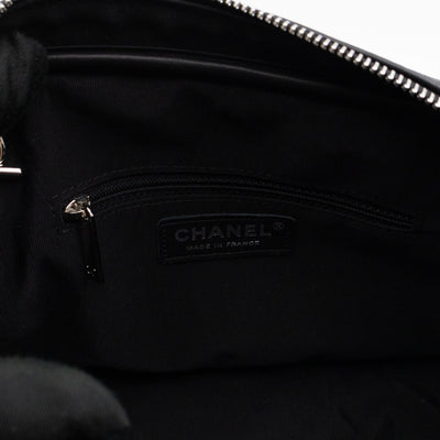 Camera Case Diagonal Chevron Black Calfskin Leather