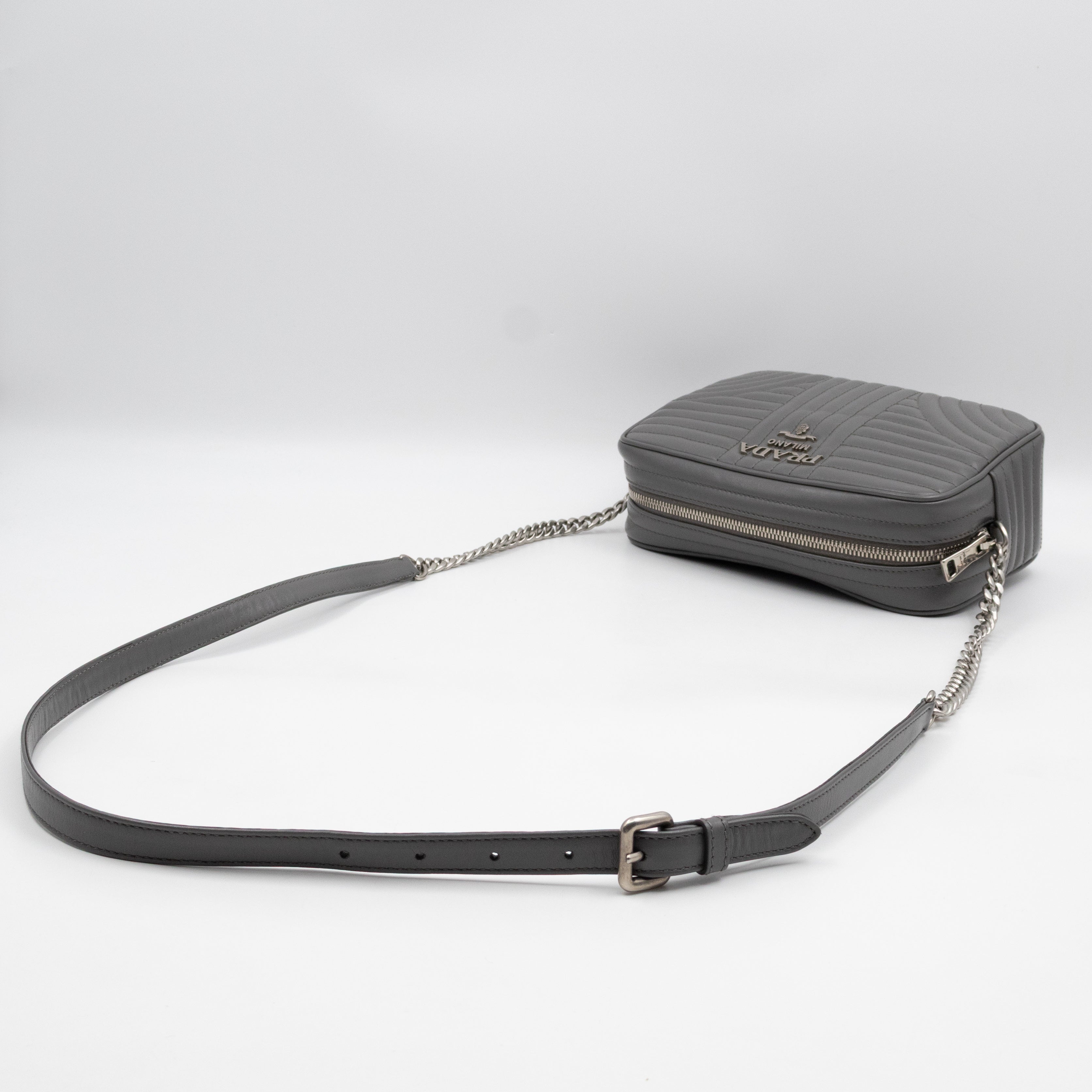 Diagramme Crossbody Bag Grey Leather