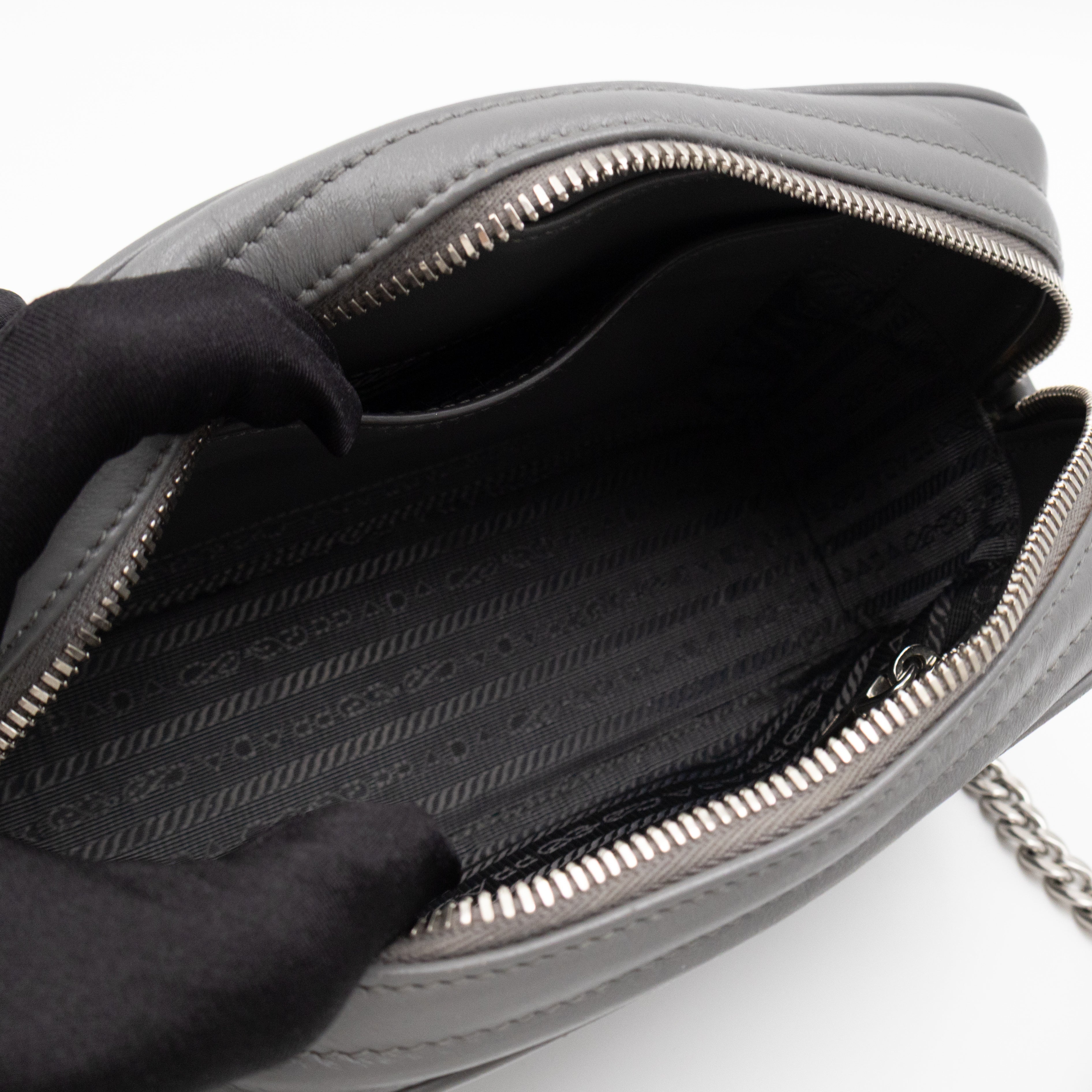 Diagramme Crossbody Bag Grey Leather