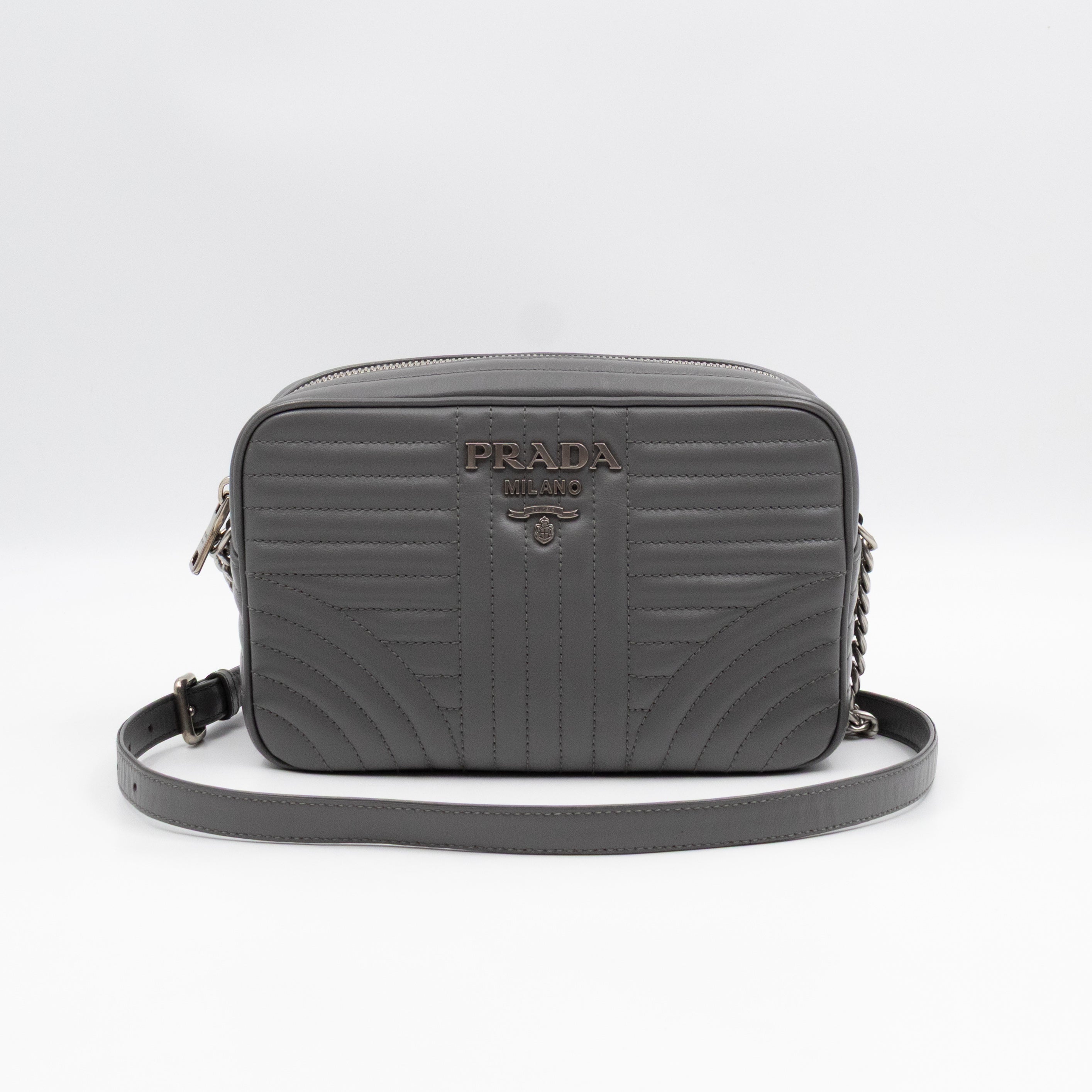 Diagramme Crossbody Bag Grey Leather