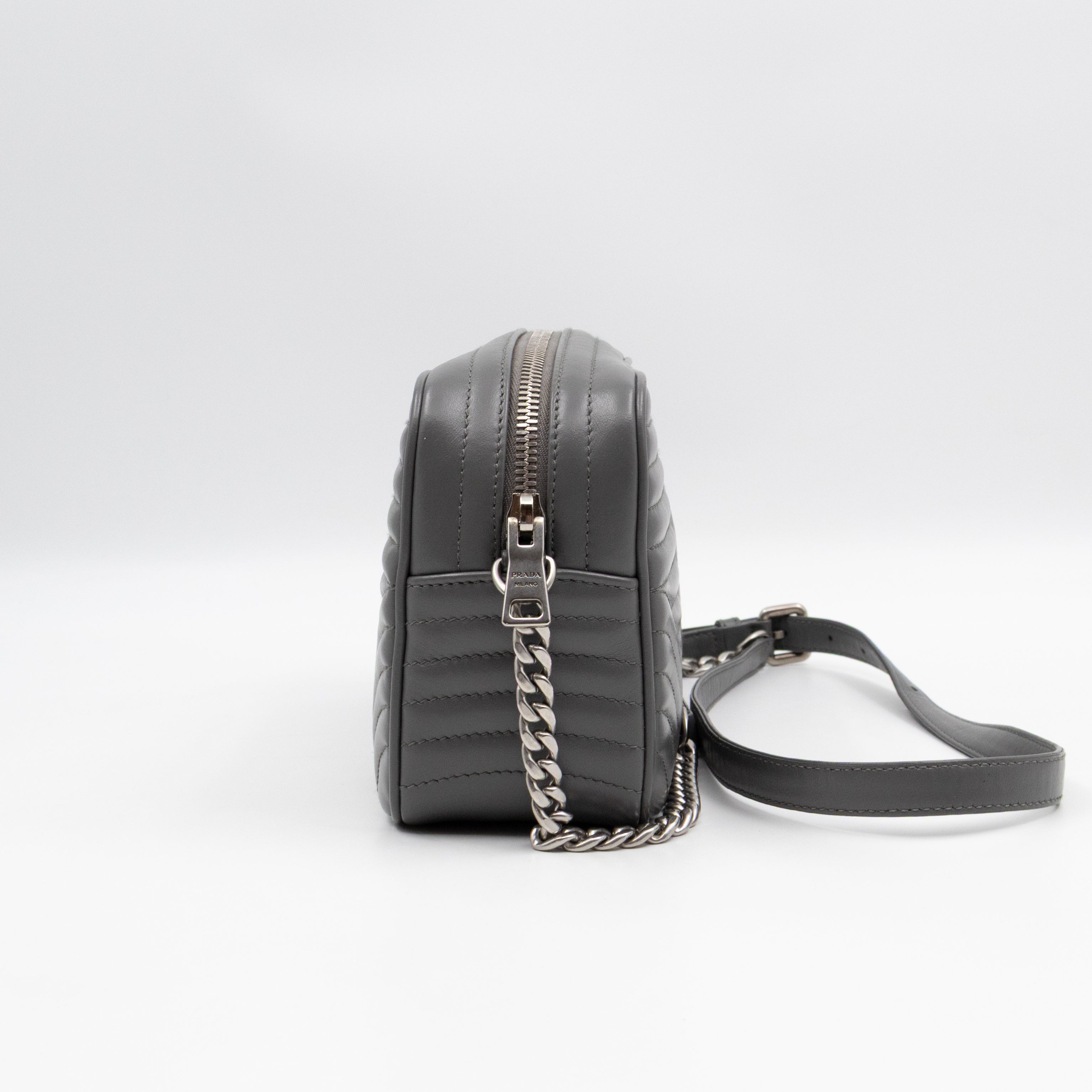 Diagramme Crossbody Bag Grey Leather