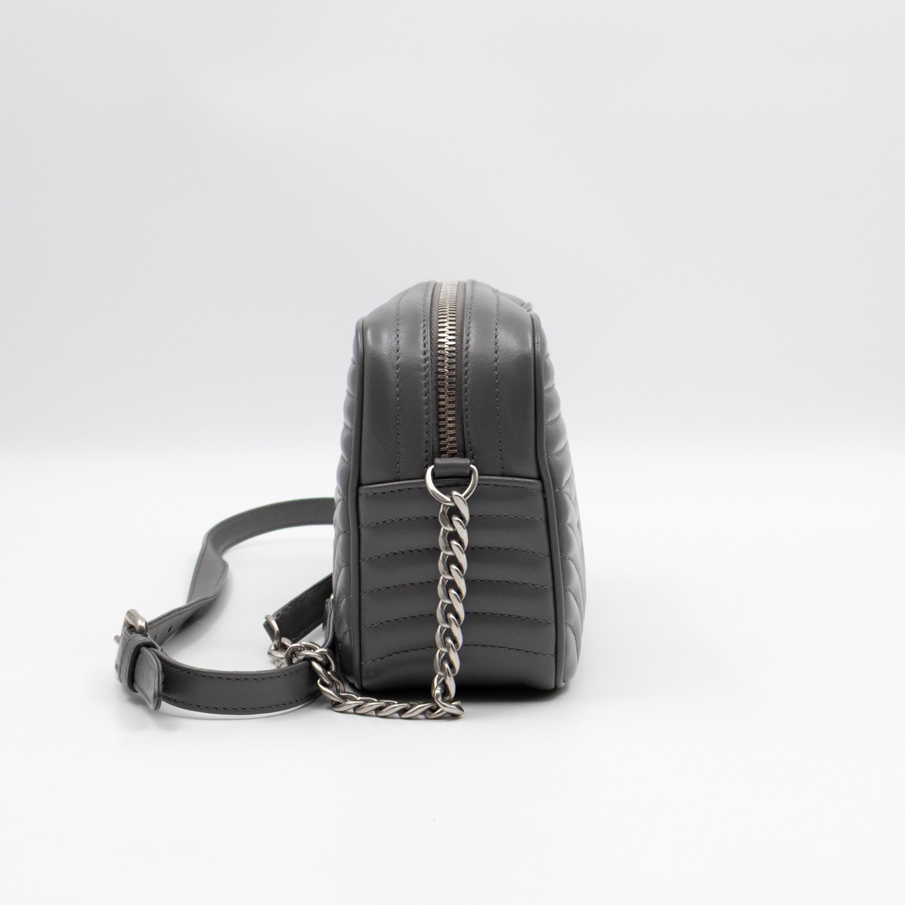 Diagramme Crossbody Bag Grey Leather