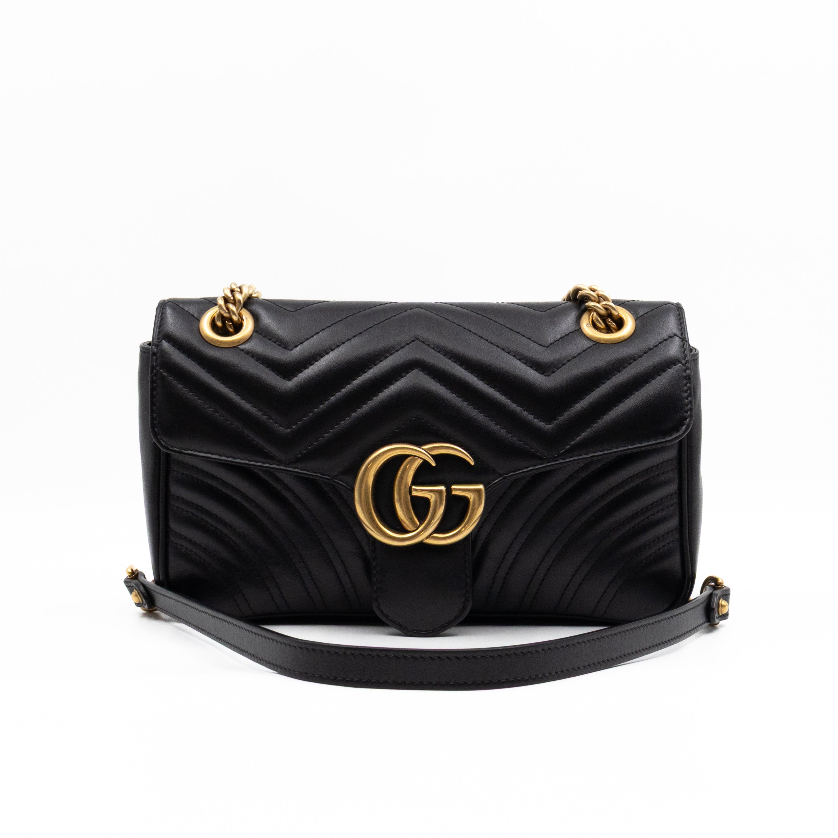 GG Marmont Flap Medium Black Leather