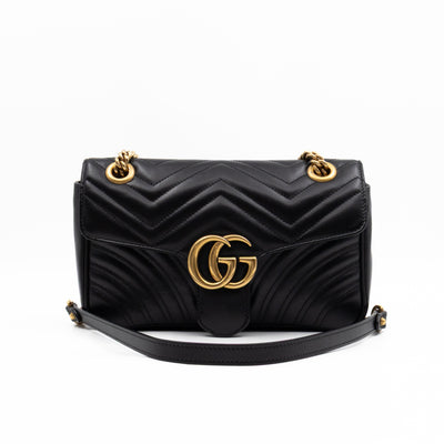 GG Marmont Flap Medium Black Leather