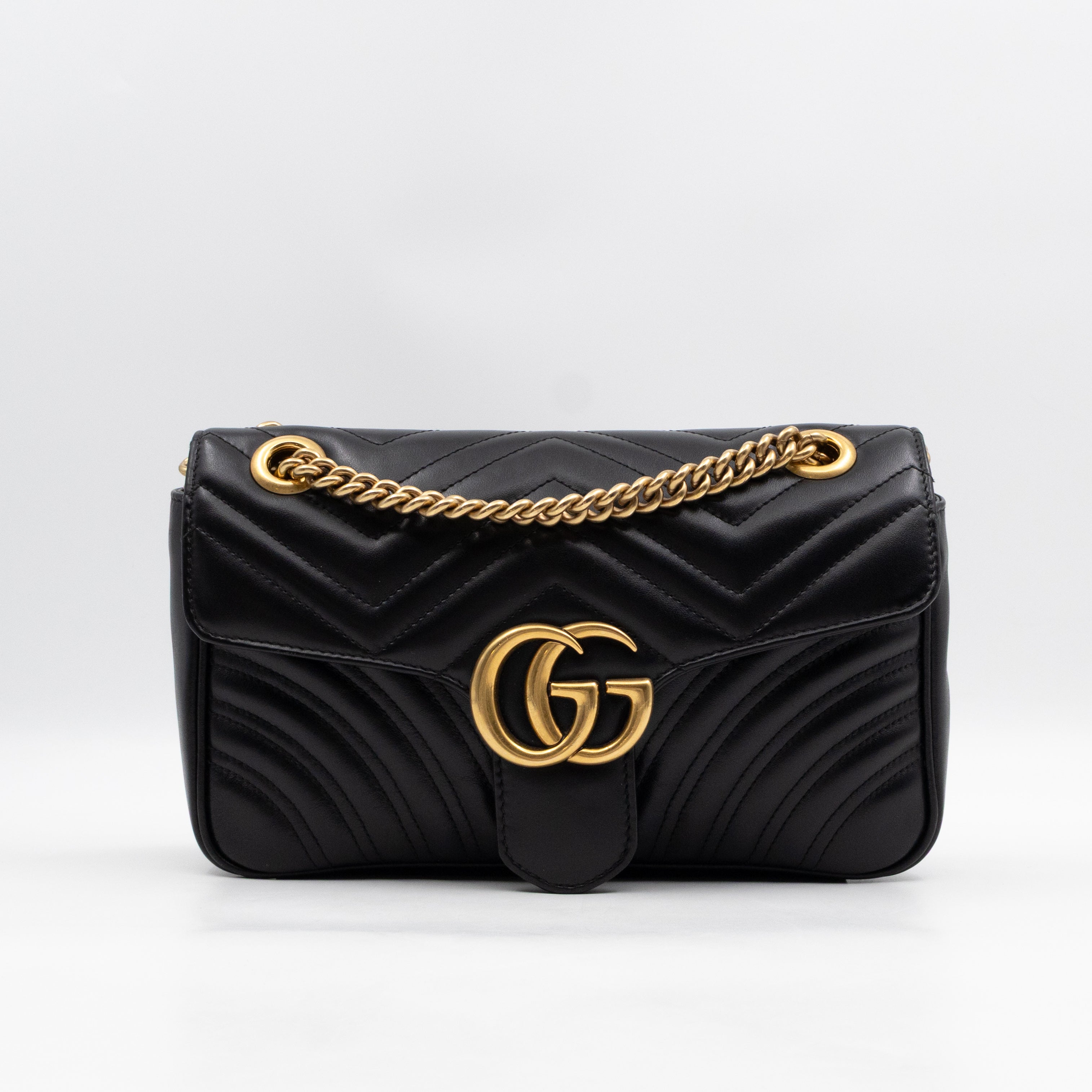 GG Marmont Flap Medium Black Leather