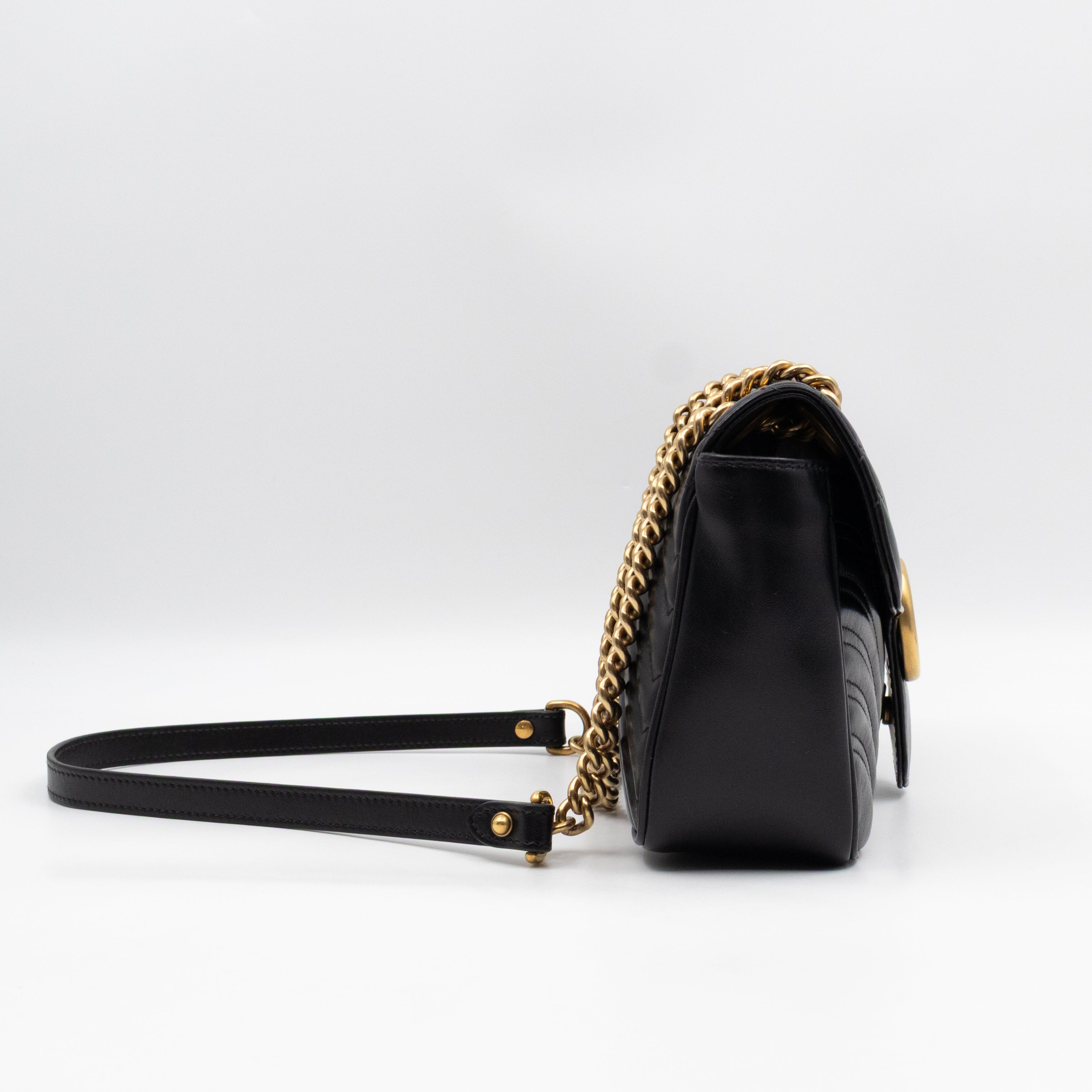 GG Marmont Flap Medium Black Leather