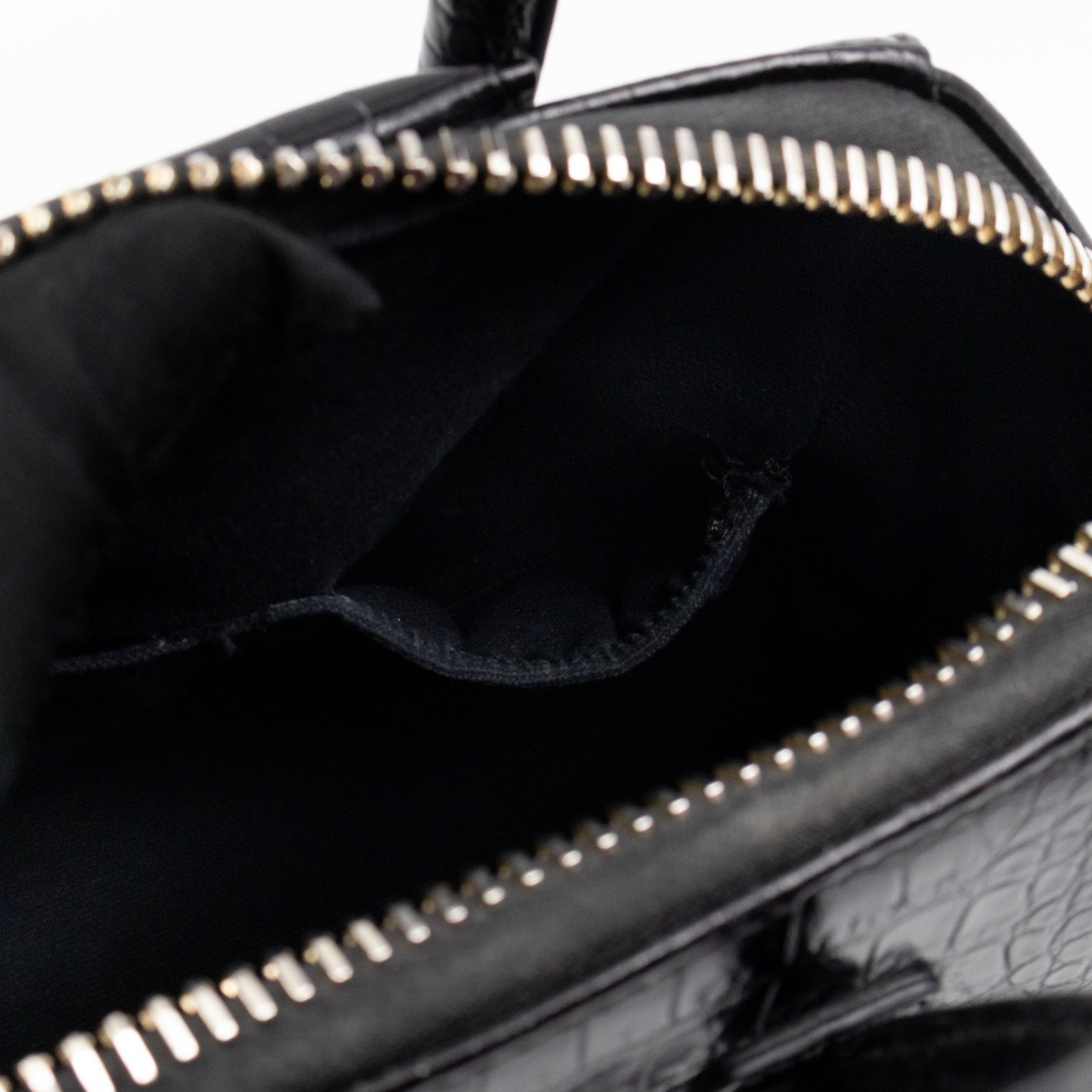 Antigona Mini Black Croc Embossed Leather