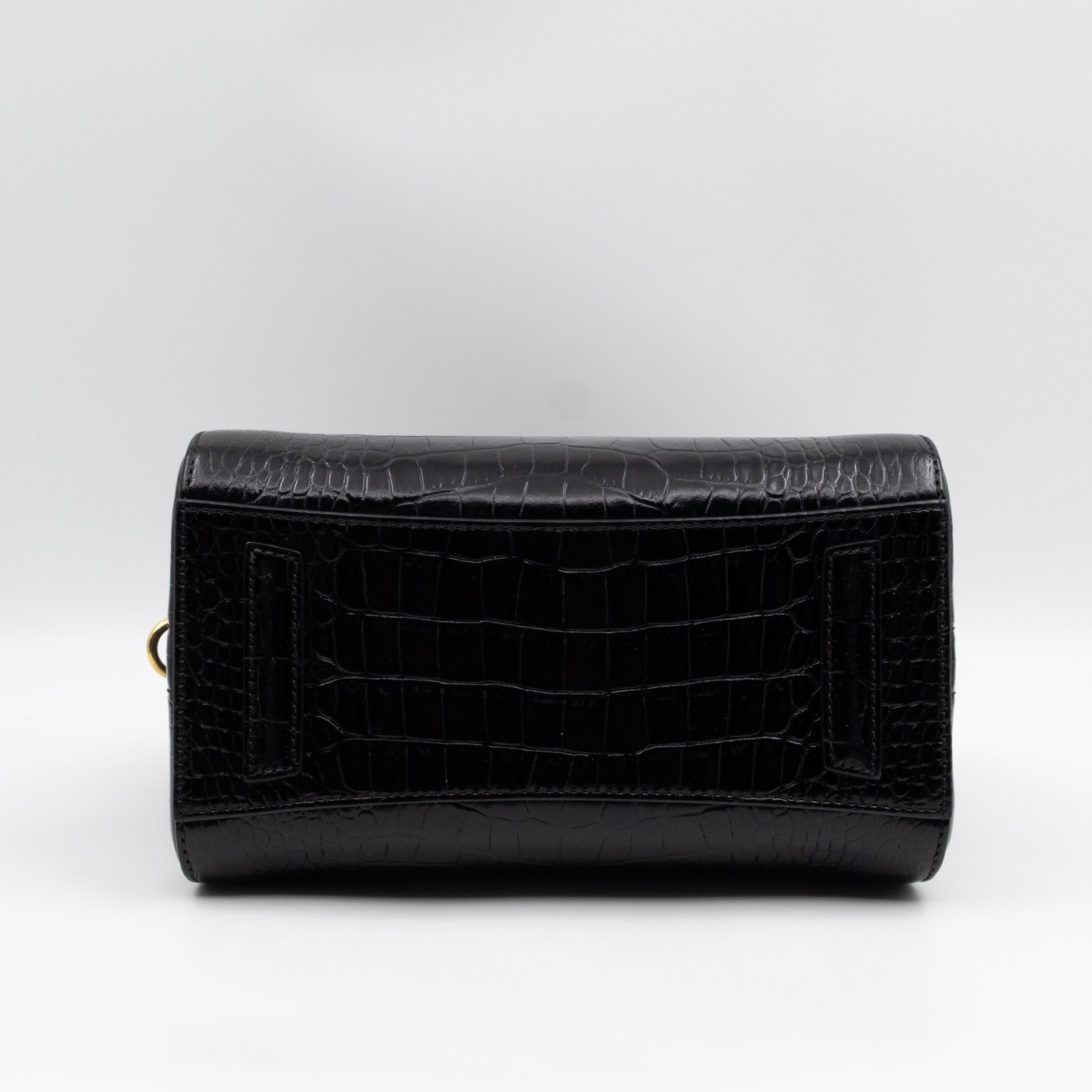 Antigona Mini Black Croc Embossed Leather
