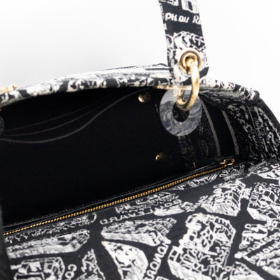 Lady D-Lite Medium Plan de Paris Black Canvas Embroidery Cannage