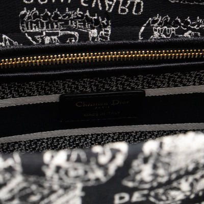 Lady D-Lite Medium Plan de Paris Black Canvas Embroidery Cannage