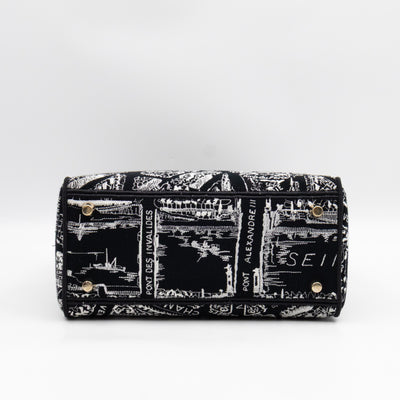 Lady D-Lite Medium Plan de Paris Black Canvas Embroidery Cannage