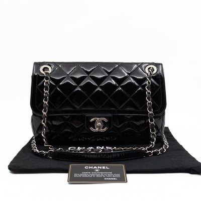 Coco Shine Single Flap Bag Black Patent Leather