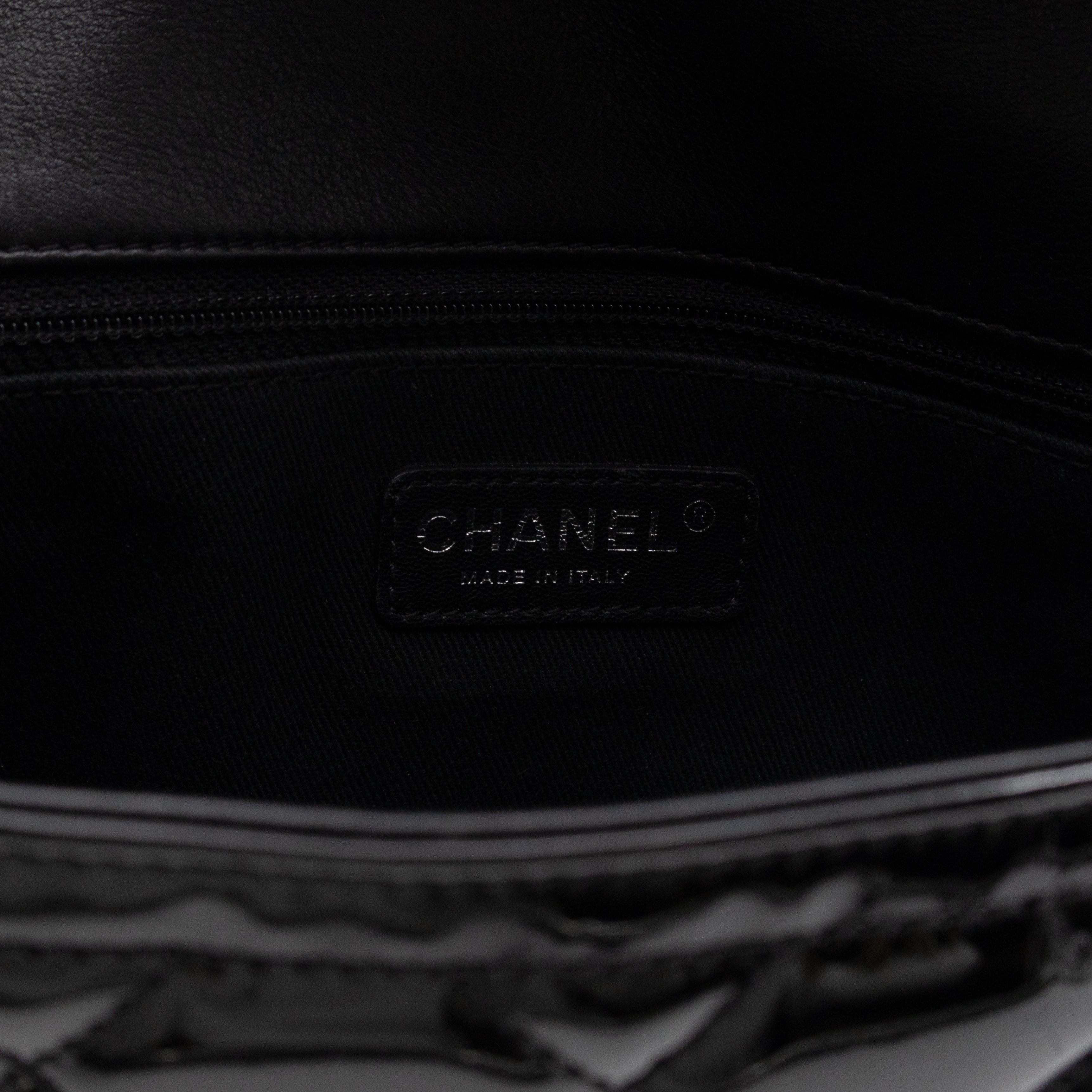 Coco Shine Single Flap Bag Black Patent Leather