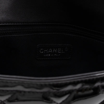 Coco Shine Single Flap Bag Black Patent Leather