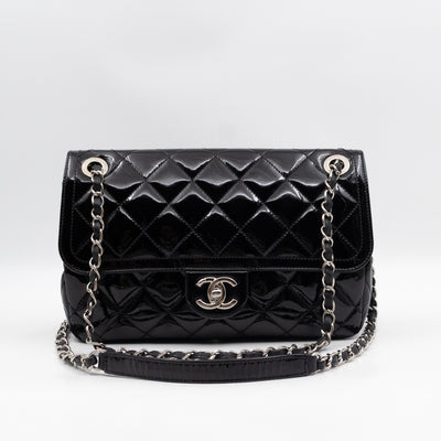 Coco Shine Single Flap Bag Black Patent Leather