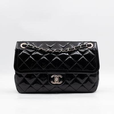 Coco Shine Single Flap Bag Black Patent Leather