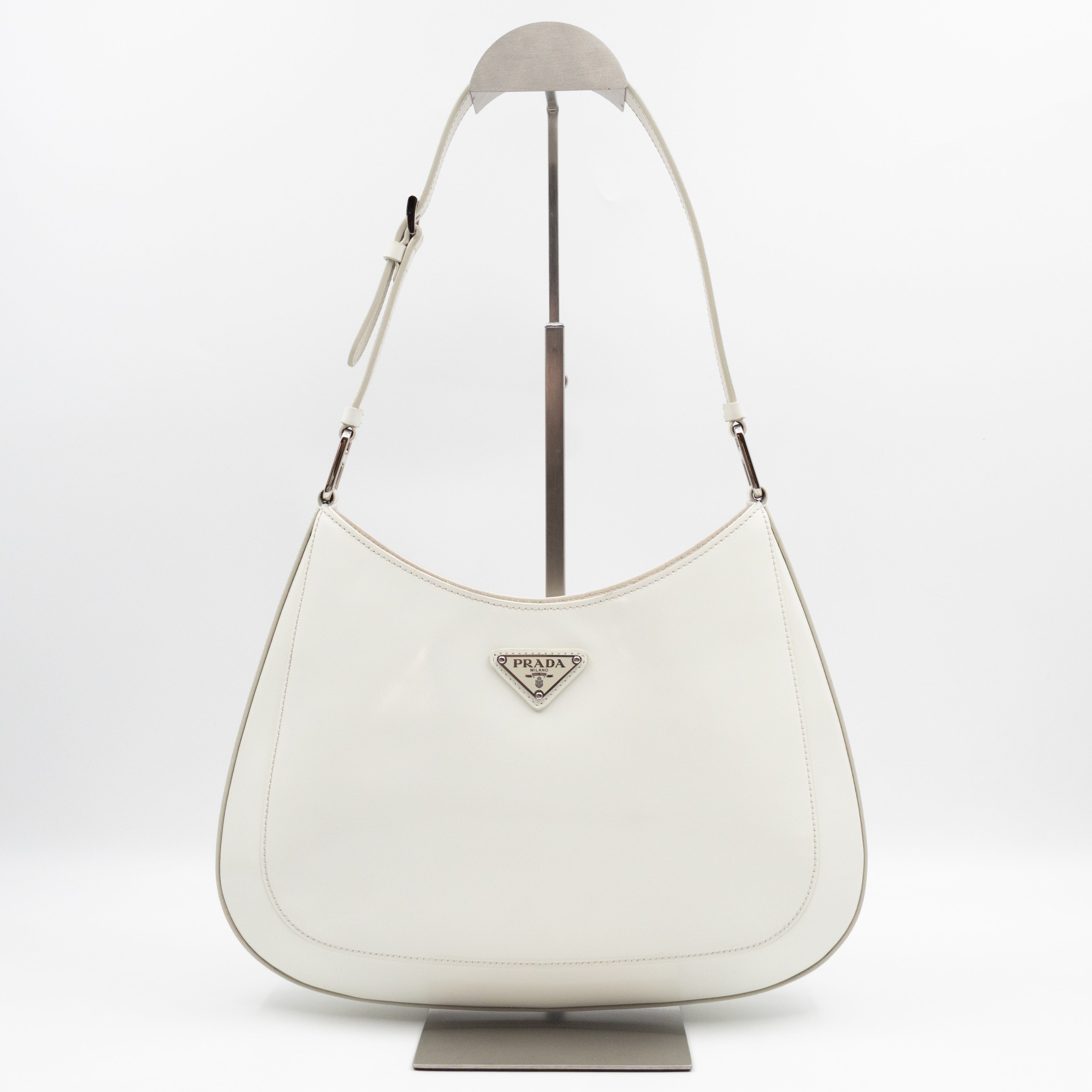 Cleo Shoulder Bag White Brushed Leather