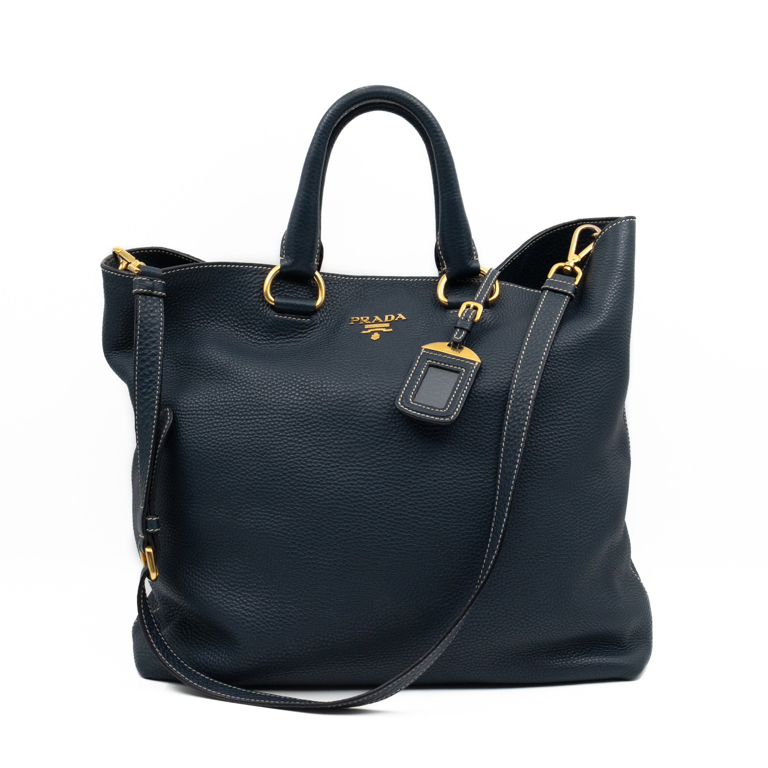 Shopper Tote Blue Leather