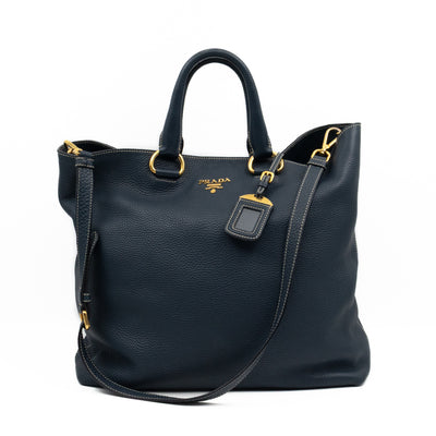 Shopper Tote Blue Leather