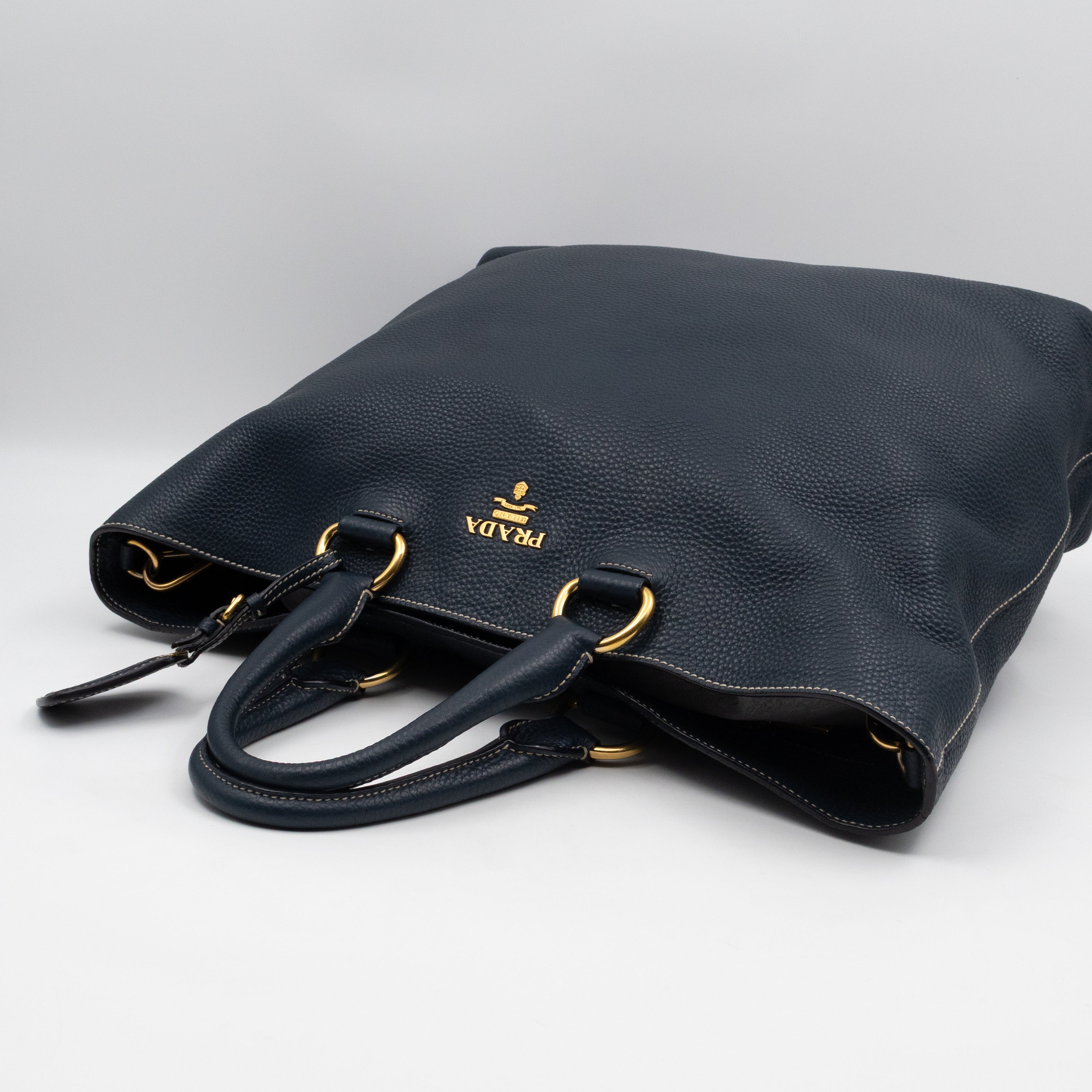 Shopper Tote Blue Leather