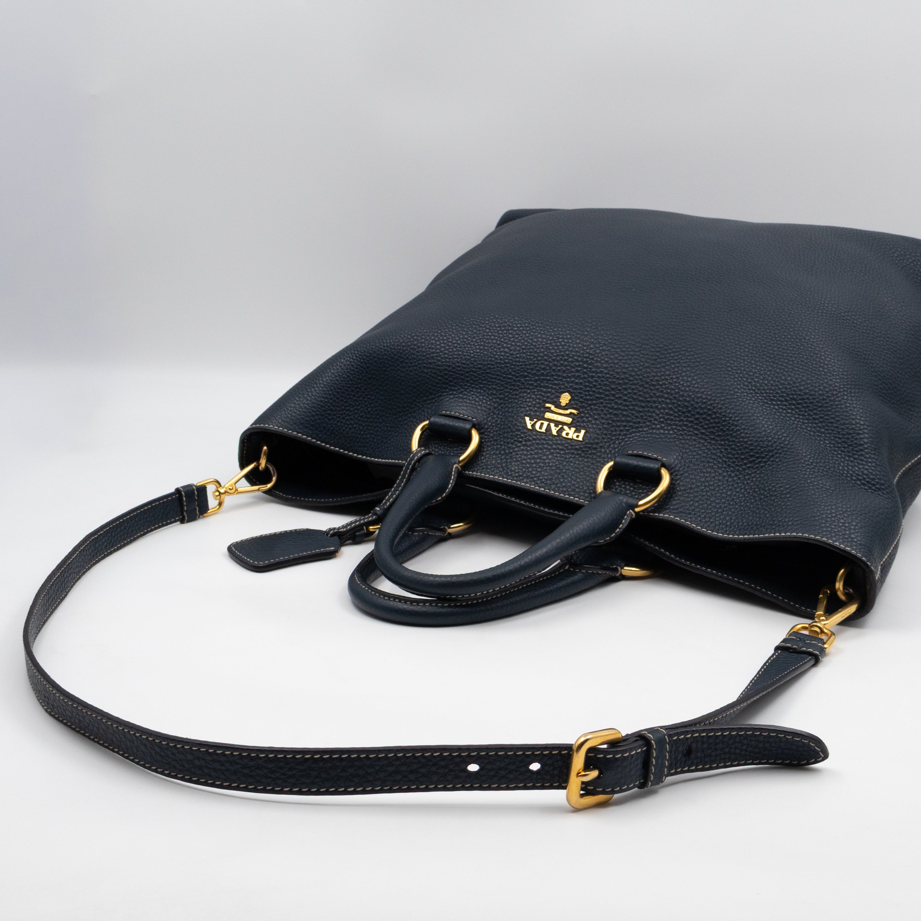 Shopper Tote Blue Leather