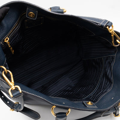 Shopper Tote Blue Leather