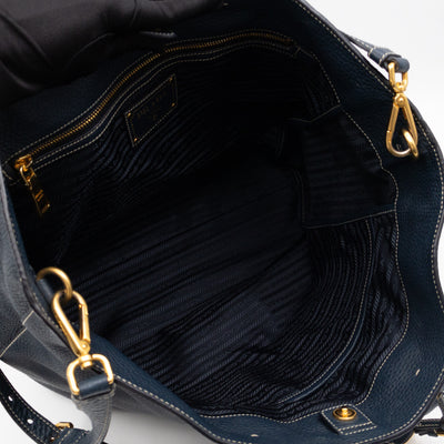 Shopper Tote Blue Leather
