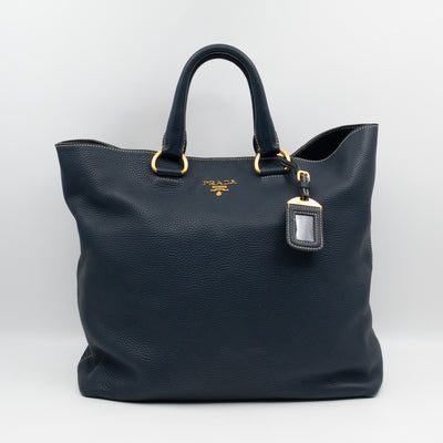 Shopper Tote Blue Leather