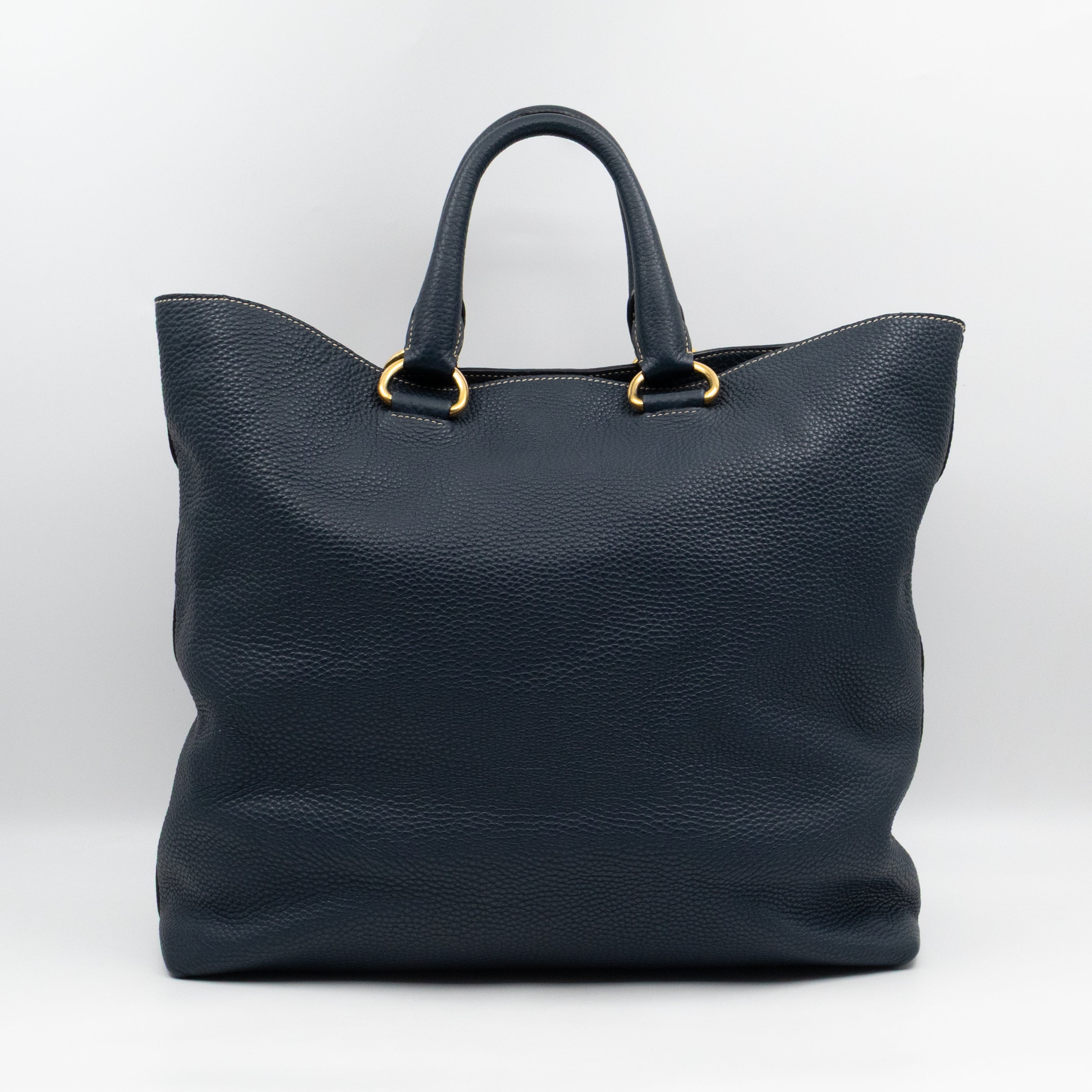 Shopper Tote Blue Leather
