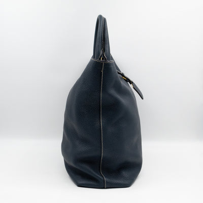 Shopper Tote Blue Leather