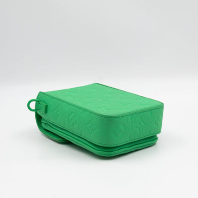 S-Lock Vertical Wallet Green Taurillon Monogram Leather