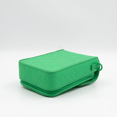 S-Lock Vertical Wallet Green Taurillon Monogram Leather