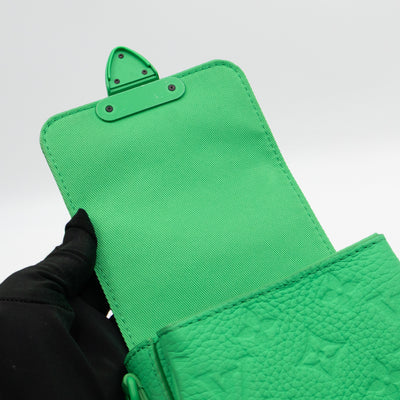 S-Lock Vertical Wallet Green Taurillon Monogram Leather