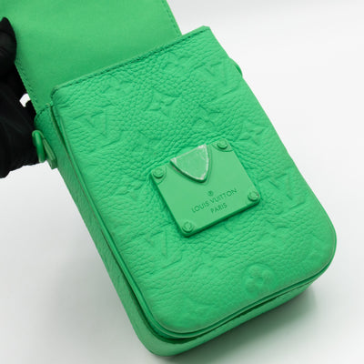 S-Lock Vertical Wallet Green Taurillon Monogram Leather