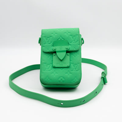 S-Lock Vertical Wallet Green Taurillon Monogram Leather