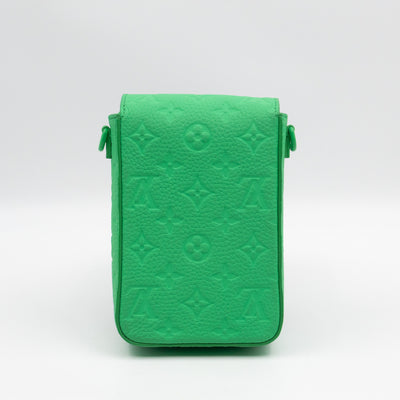 S-Lock Vertical Wallet Green Taurillon Monogram Leather