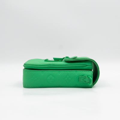 S-Lock Vertical Wallet Green Taurillon Monogram Leather