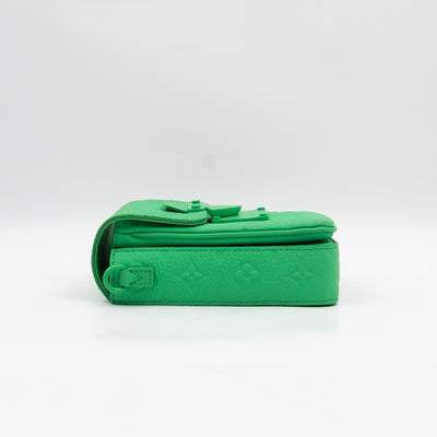 S-Lock Vertical Wallet Green Taurillon Monogram Leather