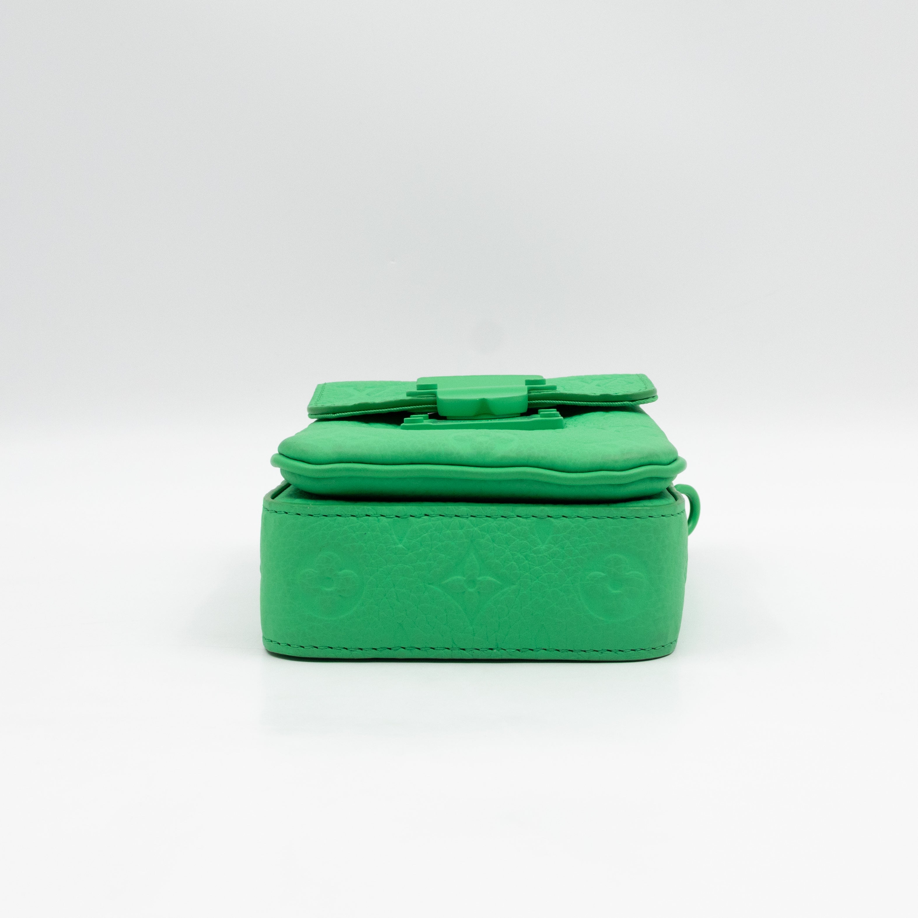 S-Lock Vertical Wallet Green Taurillon Monogram Leather