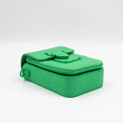 S-Lock Vertical Wallet Green Taurillon Monogram Leather