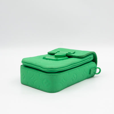 S-Lock Vertical Wallet Green Taurillon Monogram Leather
