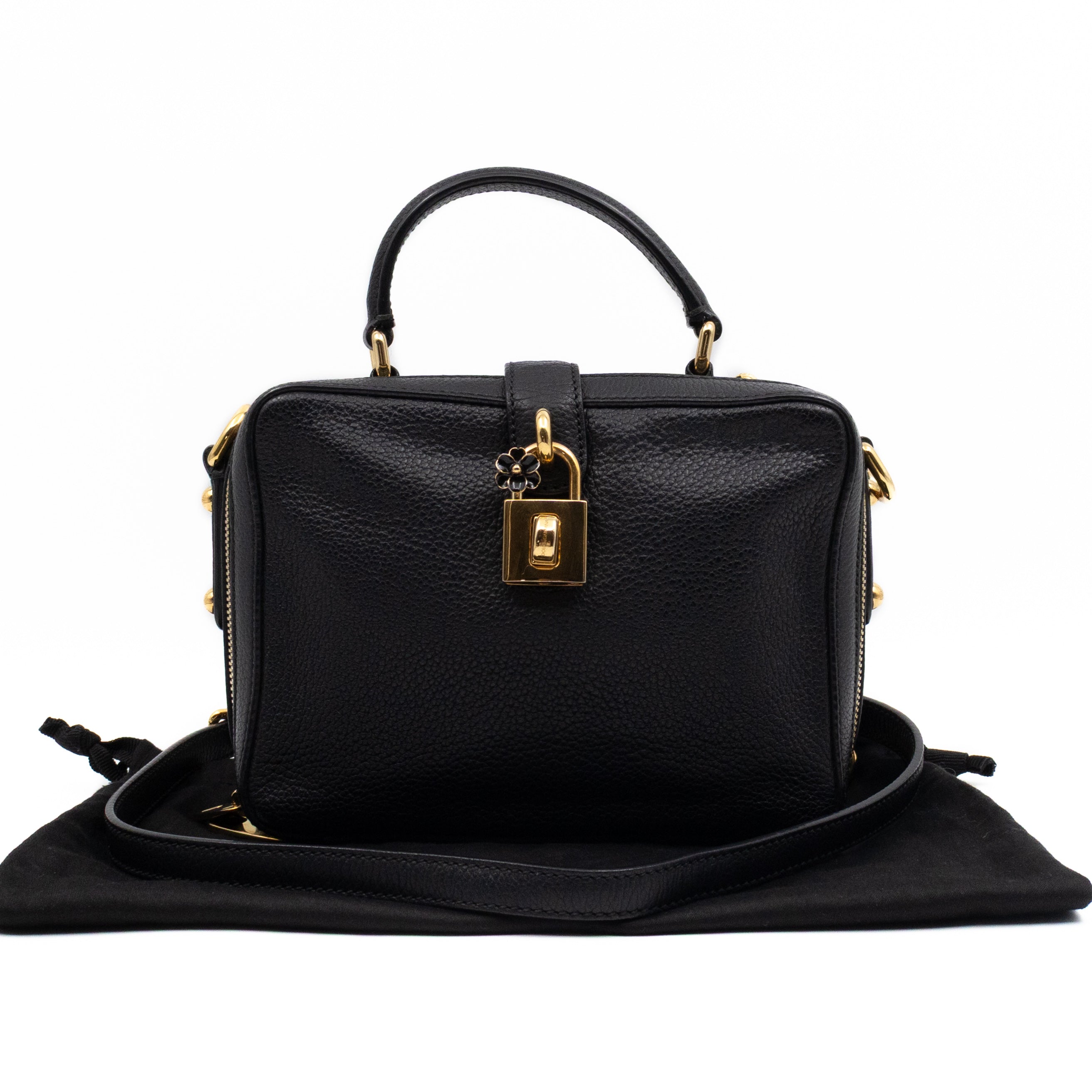 Rosaria Shoulder Bag Black Drummed Calfskin Leather