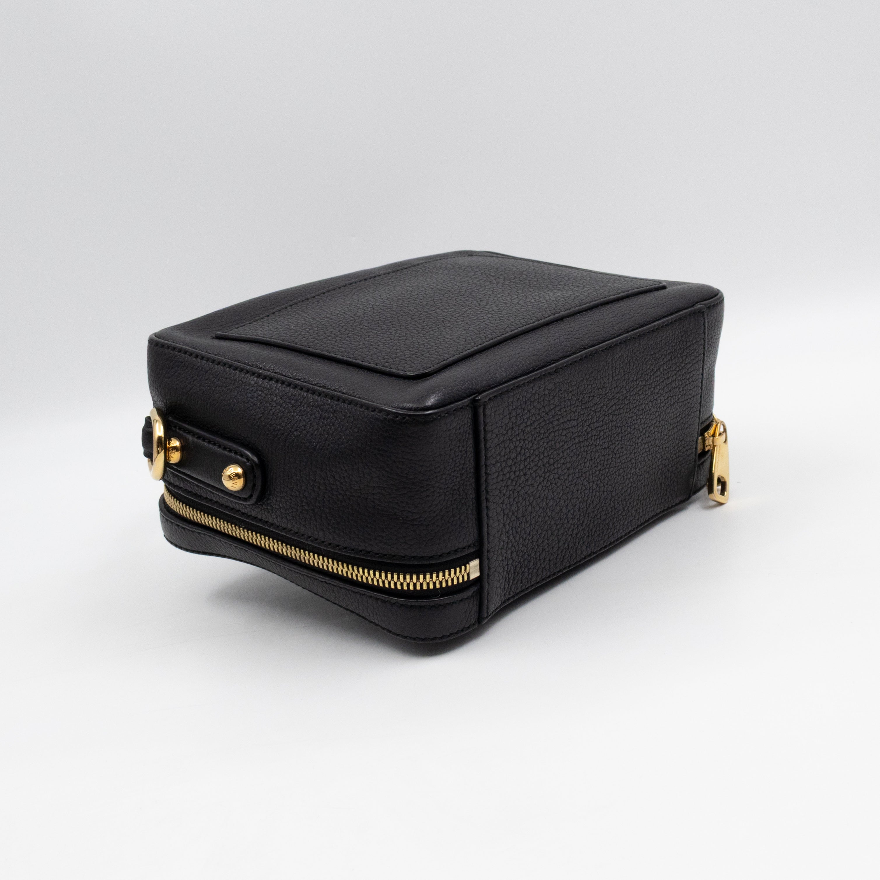 Rosaria Shoulder Bag Black Drummed Calfskin Leather