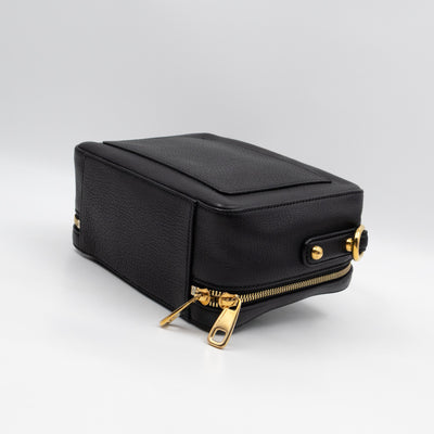 Rosaria Shoulder Bag Black Drummed Calfskin Leather