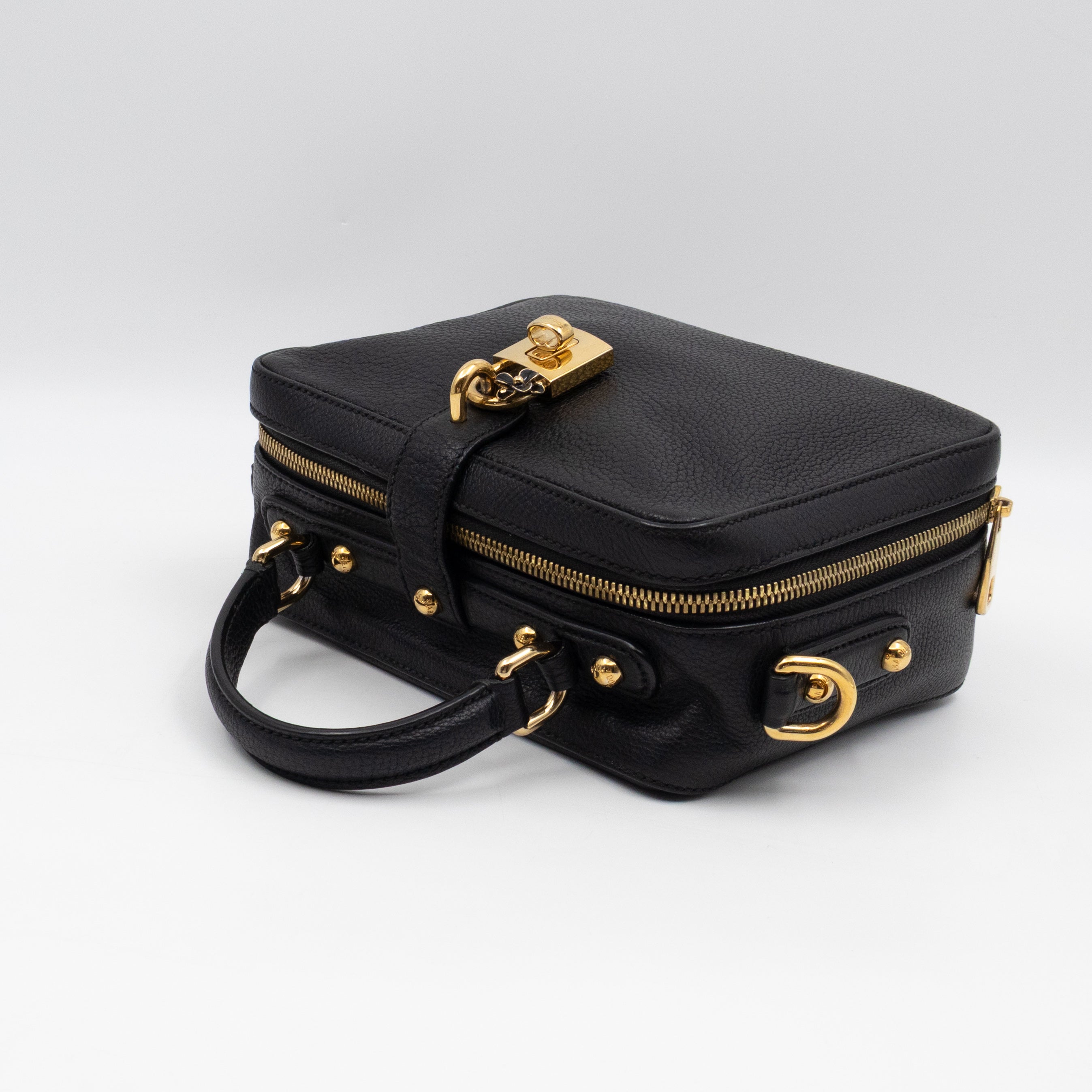 Rosaria Shoulder Bag Black Drummed Calfskin Leather