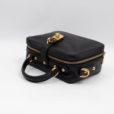 Rosaria Shoulder Bag Black Drummed Calfskin Leather